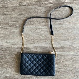 Black Purse with Gold Chain Strap